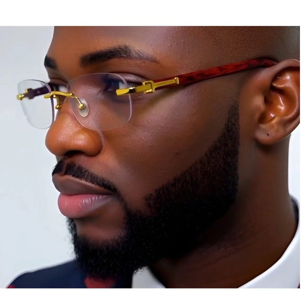 Mens CLASSY Style Wood Buff Retro 90s Hip Hop Rapper Gangster Clear Sunglasses‎